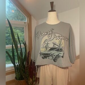 Goodie Two Sleeves: Gray Graphic Tee